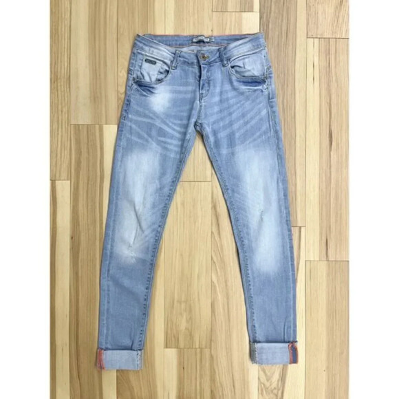 Alcott Jeans Light Wash Cuffed Straight Leg Denim 26 - Picture 1 of 3